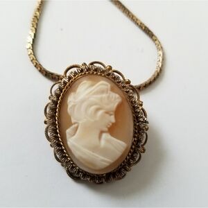 18k Gold Filled Cameo Pendant and Brooch